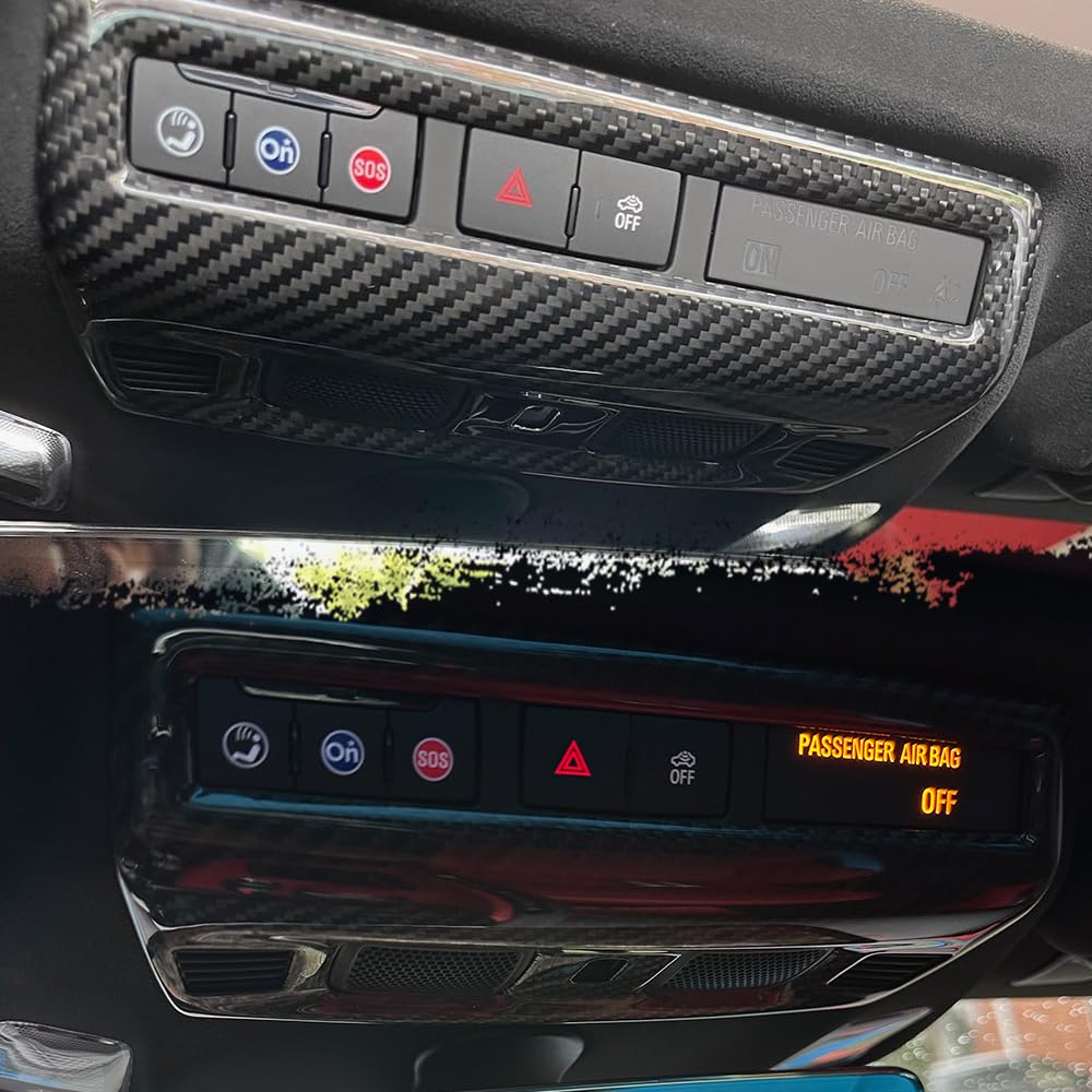 Yipmotiv Car Roof Reading Light Lamp Cover Trim for C8 Corvette Coupe HTC 2020 2021 2022 2023 2024, Interior Genuine Carbon Fiber Dome Light Control Panel