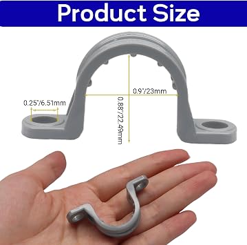12pcs PVC Conduit Clamp 1/2 Inch Pipe Clamp, Plastic Pipe Strap Clamps Two Hole PVC U Bracket Clamps Heavy Duty Tension Tube Clips