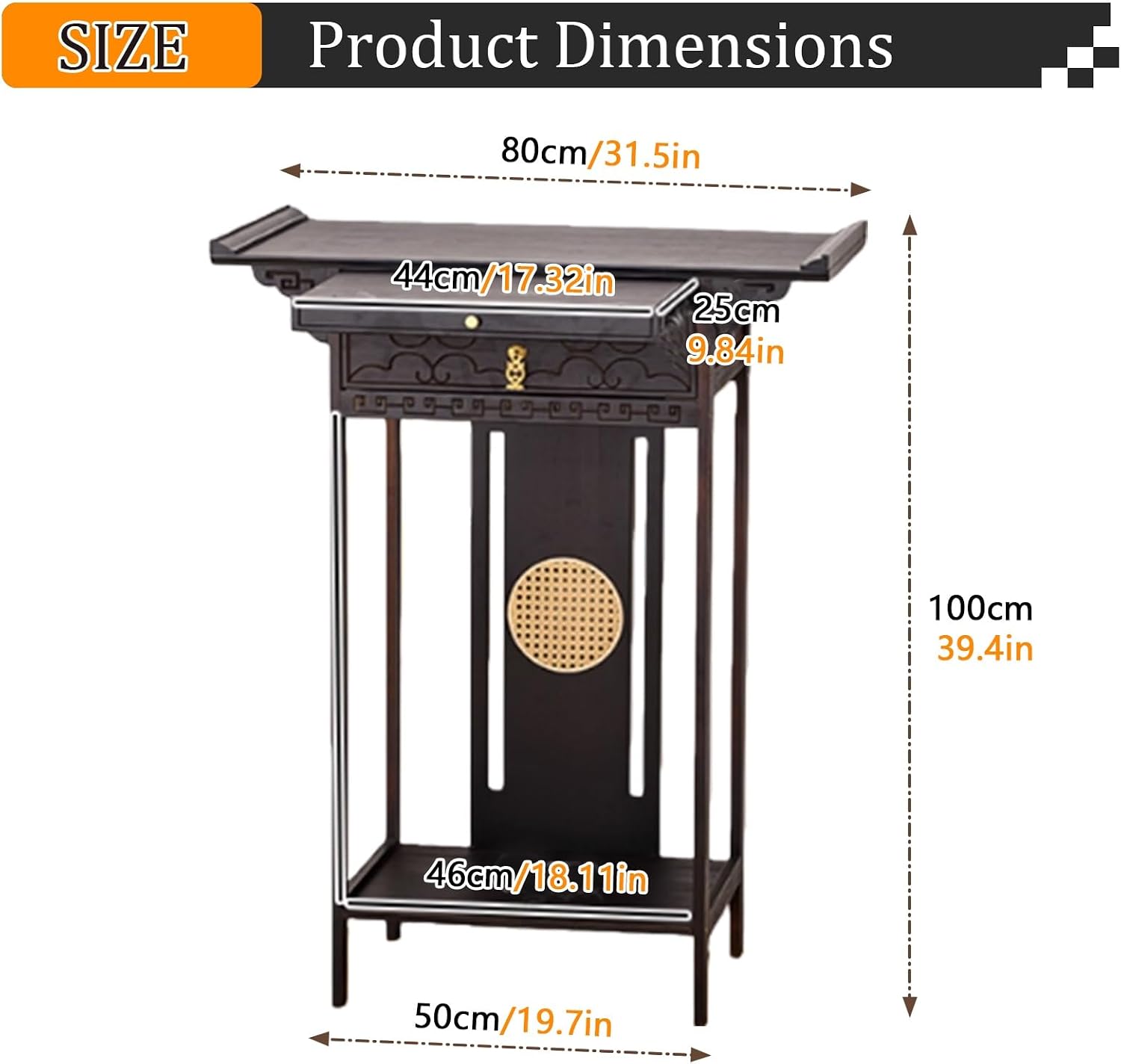 Altar Table with Storage,Free Standing Meditation Table,Pedestal Offering Table,Personal Meditation Shrine Altar Cabinet,for Storage for Worship & Prayer