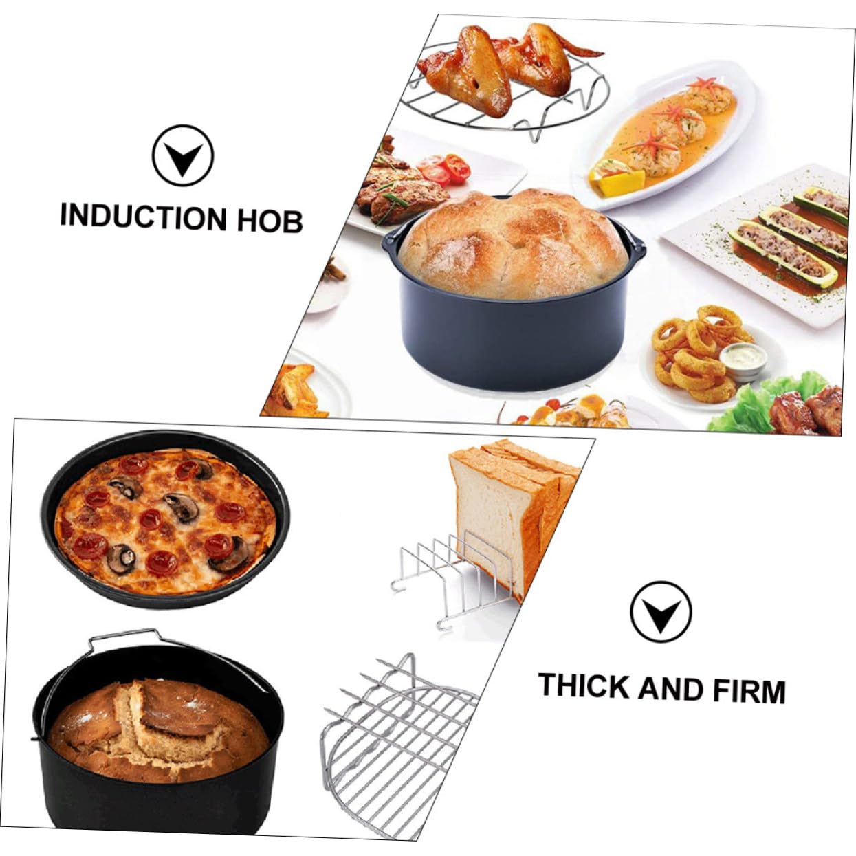 Hohopeti 6 piezas Accesorios para Freidora de Aire Bandejas y Moldes para Hornear Pizza y Pasteles Herramientas de Cocina Antiadherentes para Repostería y Preparación Versátil