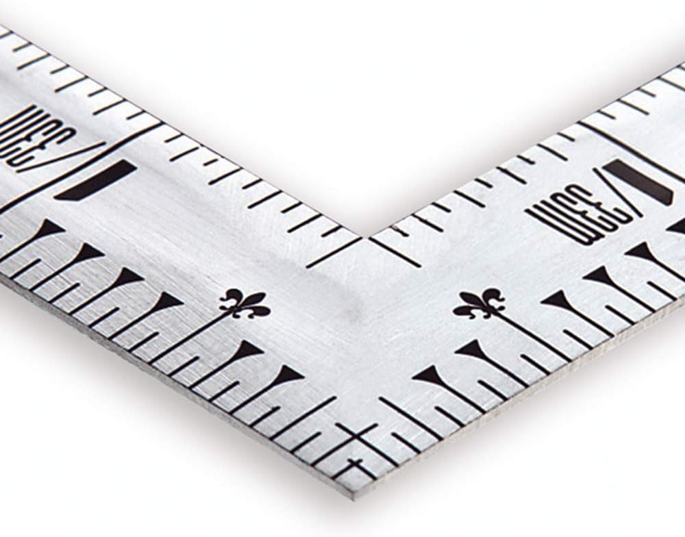 Shinwa Sokutei 10652 Curb Scale, Same Thickness, Square Shape, Masterpiece, Red Numerals, Silver, 11.8 inches (30 cm)