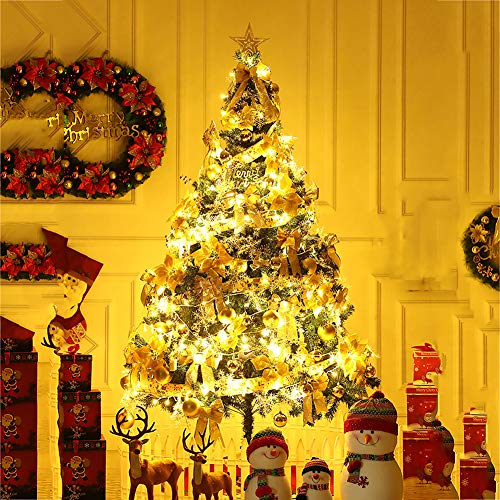 Pino De Navidad con Luces De Cadena Led Ornamentos,7FT PVC Árbol De Navidad Artificial,Abeto De Navidad para Interior Exterior Deco De Vacaciones