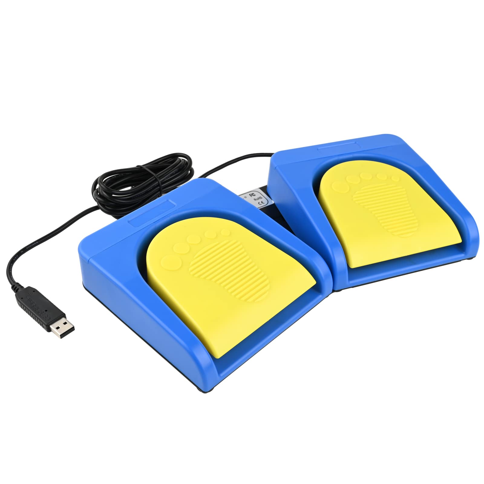 iKKEGOL Verbessertes USB-Doppelfußpedal, optischer Schalter, Steuerung, 2 Tasten, Zwei-Tasten-Programm, Computertastatur, Maus, Spiel-Action HID