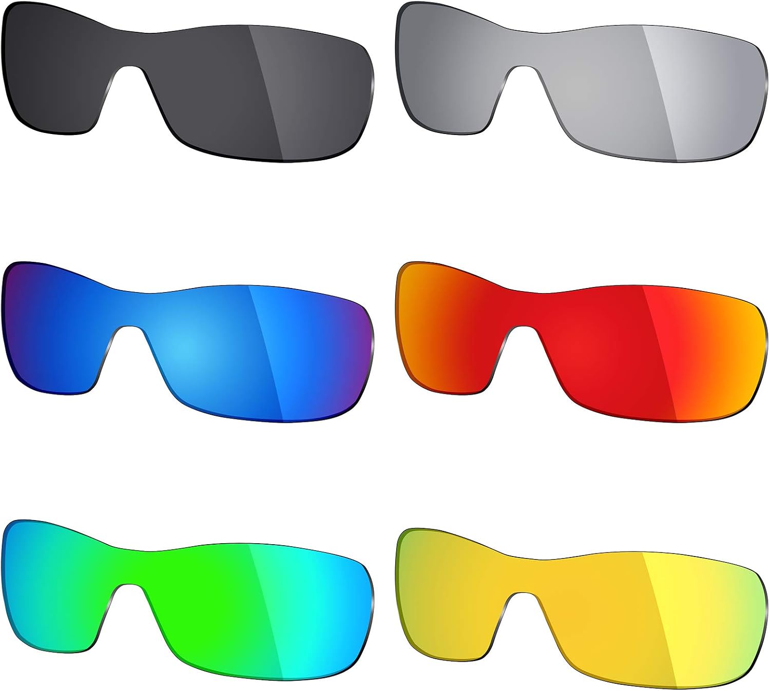 Mryok 6 Pairs Polarized Replacement Lenses for Oakley Antix Sunglass - Stealth Black/Fire Red/Ice Blue/Silver Titanium/Emerald Green/24K Gold