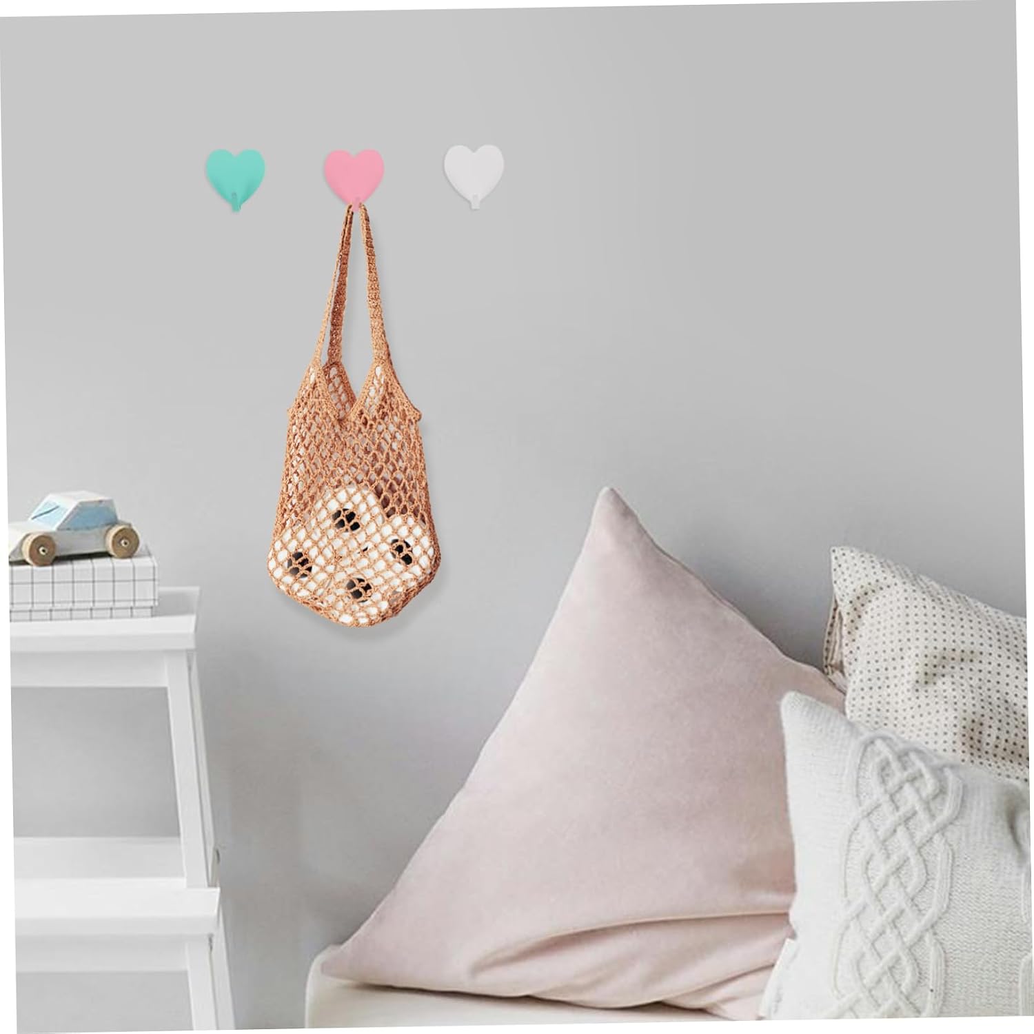 YARNOW 6 Piece Heart Shaped Adhesive Wall Hooks for Bedrooms Iron image 5