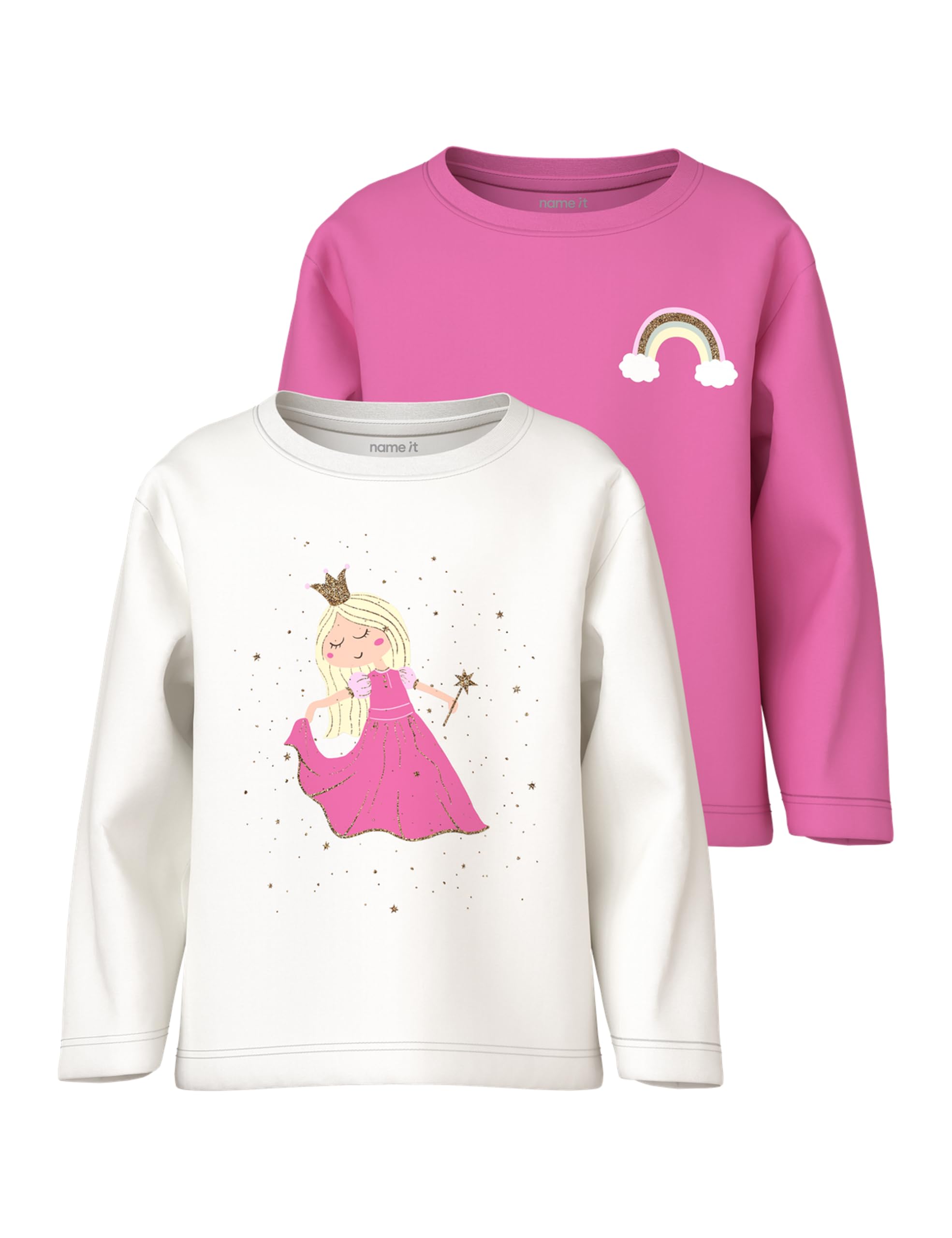 NAME IT Mädchen Nmfveen 2p Ls Nreg Top Langarmshirt (2er Pack)