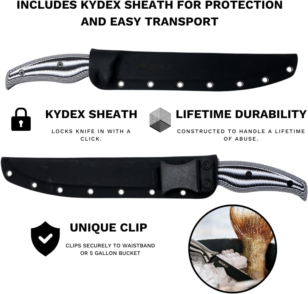 SORD Fillet Knife - 5-9" Filet Knives For Fish - Razor Sharp Boning Knife - Saltwater and Freshwater Fishing - Includes Kydex Sheath - Full Tang Blades | G10 Non Slip Grip | Corrosion Resistant