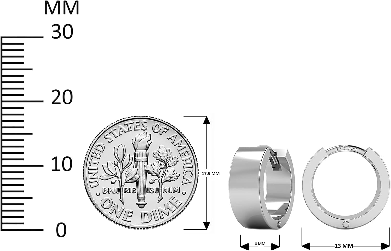 TURQNTAUPE 925 Sterling Silver Post Openable Huggies Earring for Women & Men - Lightweight Perfect for Everyday Wear & Gifting