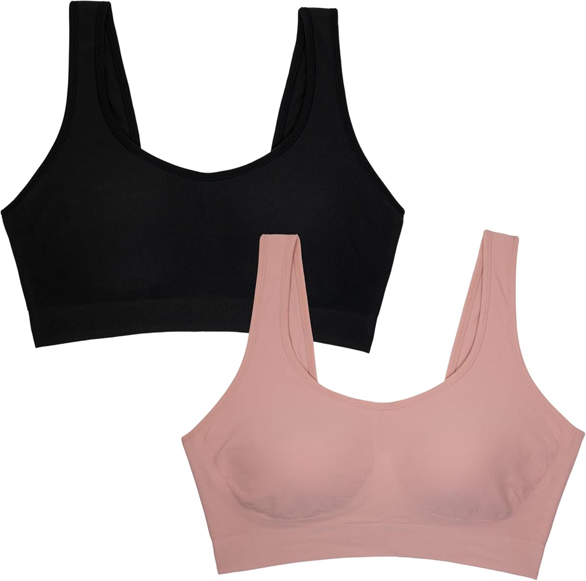 Fruit of The Loom Women's 2-Pack Full Coverage Wireless Bra w/ Built In Pads - All Day Comfort