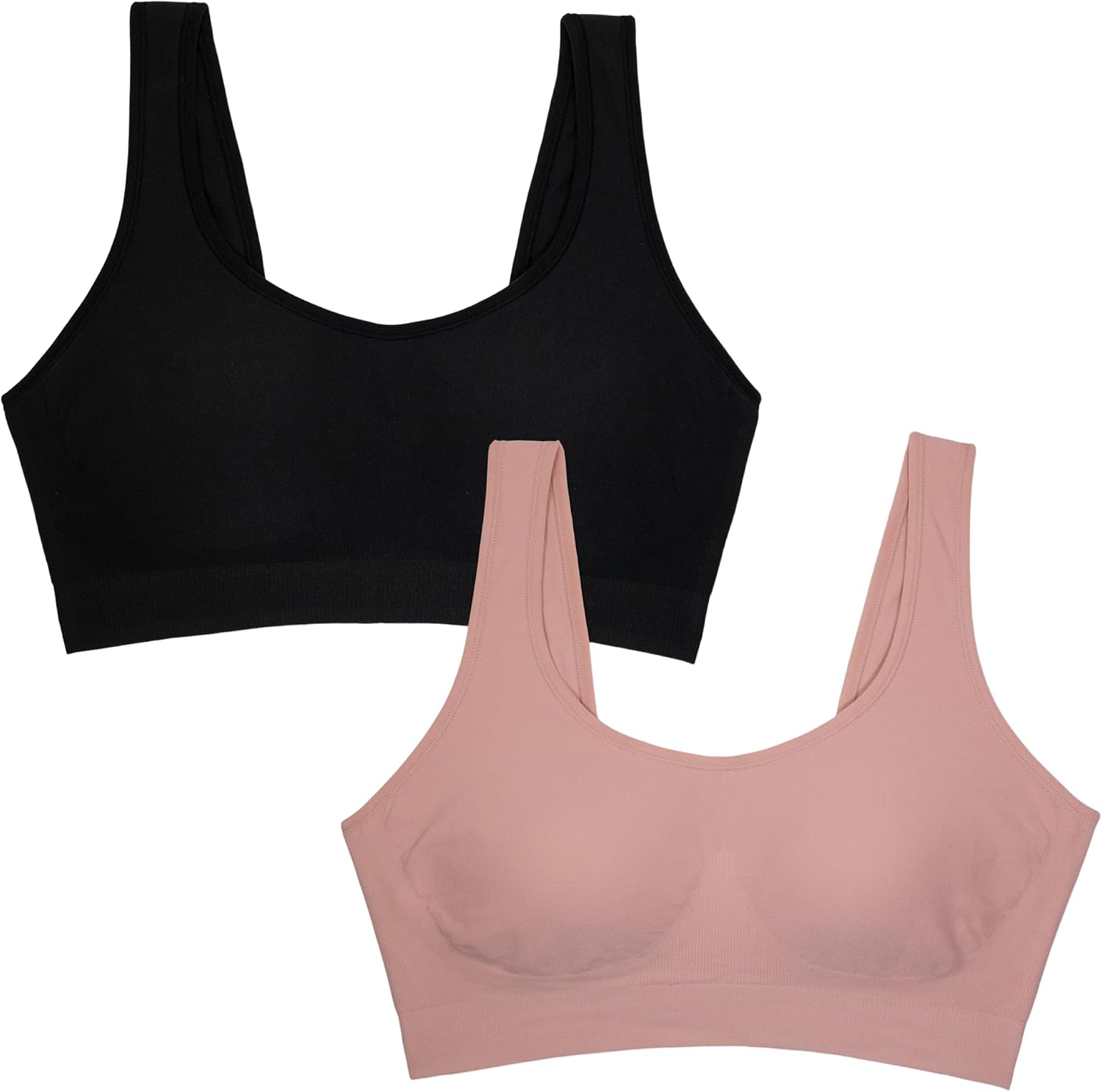 Fruit of The Loom Women's 2-Pack Full Coverage Wireless Bra w/ Built In Pads - All Day Comfort