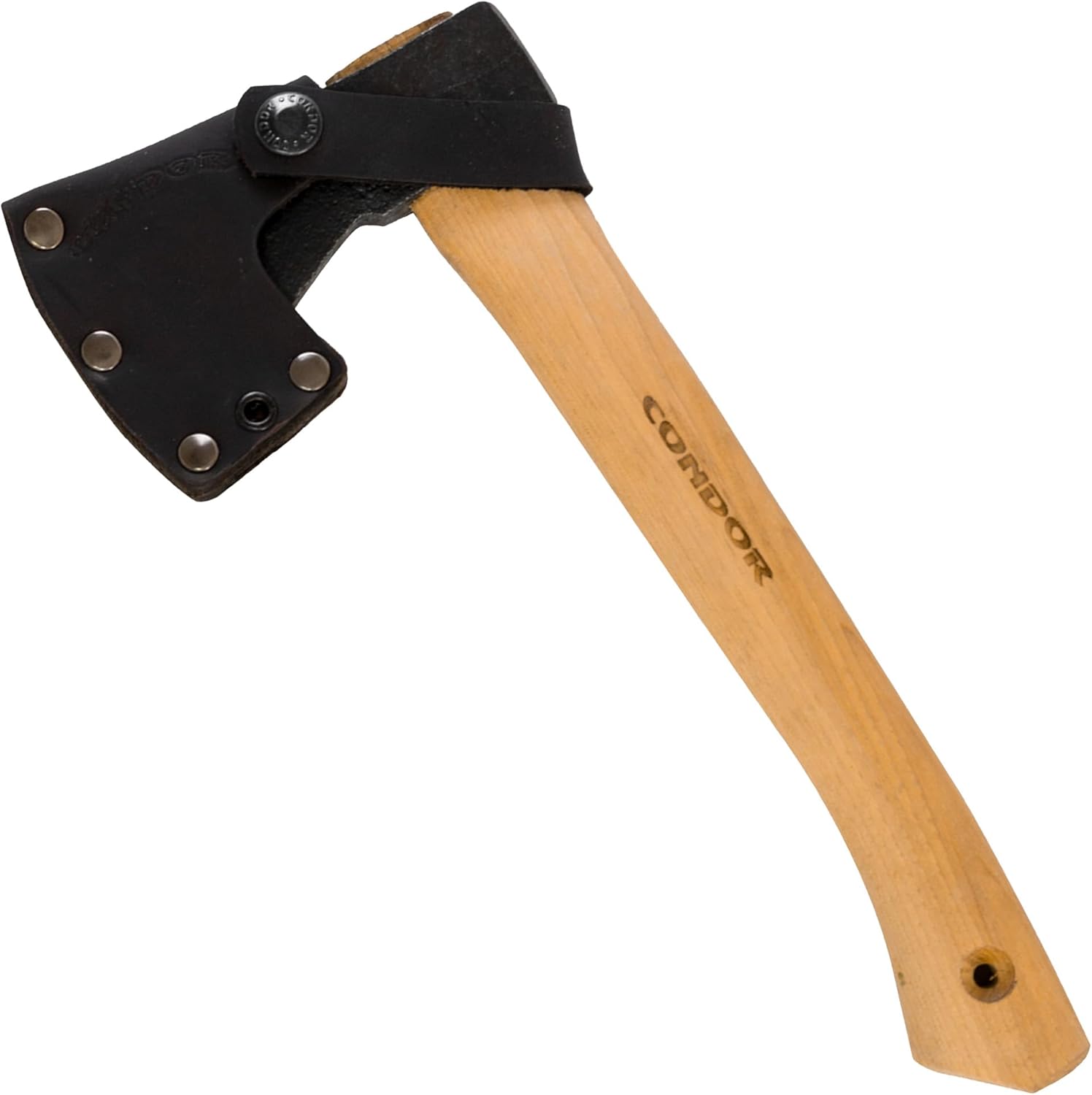 Condor Tool & Knife Scout Hatchet 1 Lb W/Leather Sheath - 1060 High-Carbon Steel Survival Hatchet with American Hickory Handle - Perfect for Camping, Survival, Firewood Splitting & Outdoor Crafting