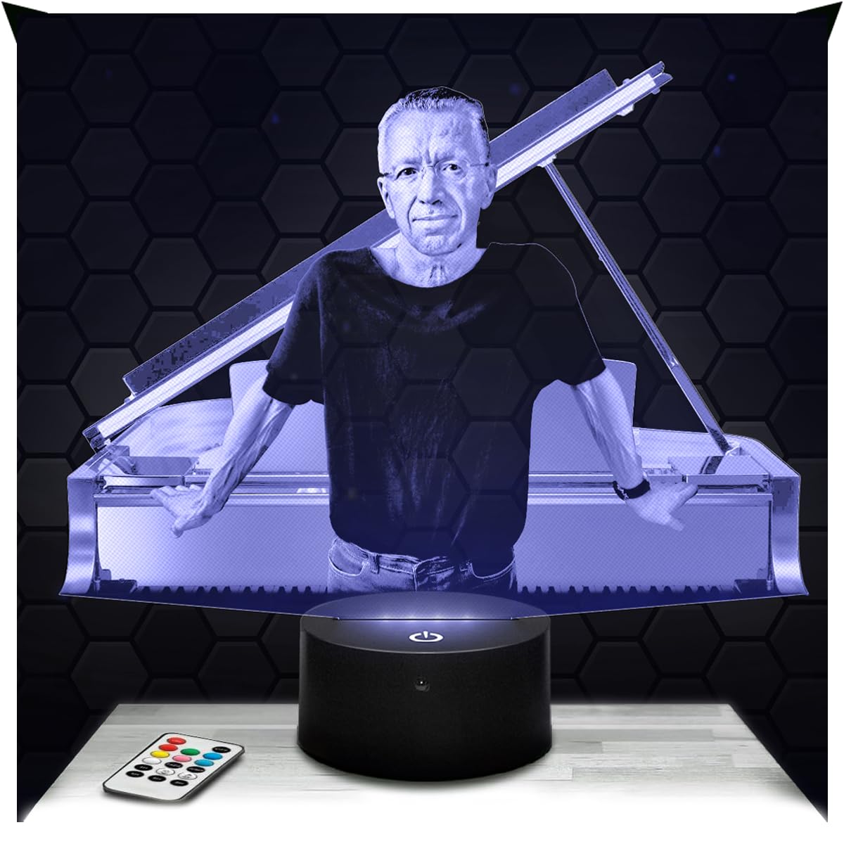 Lampephoto.fr - 3D Lamp Keith Jarrett American Musician Touch LED Night Light, 3D Hologram Effect, Christmas Birthday Gift Idea for Men and Women, Bedroom Decoration Object