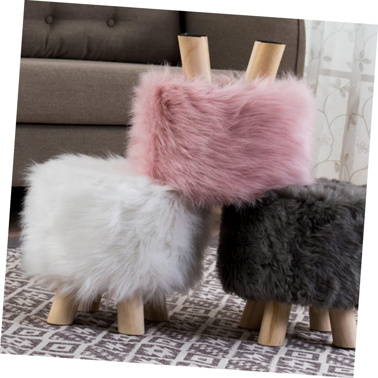 MAGICLULU Comfortable Plush Step Stool Non Slip Seat for Bathroom Kitchen for Toilet Training Portable Easy to Clean for Young