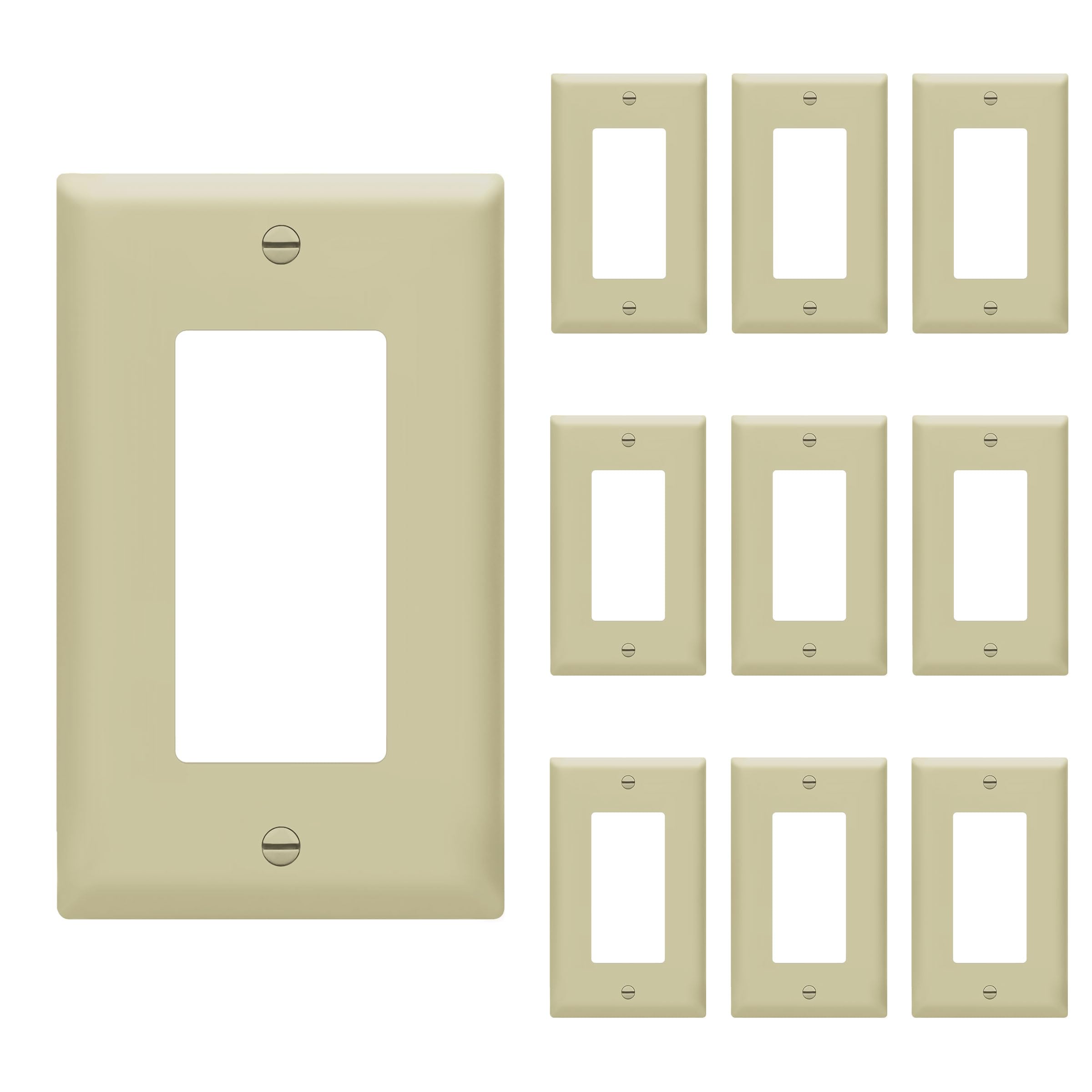 ENERLITES 1-Gang Ivory Decorator Switch Outlet Wall Plate Cover, 10 Pack