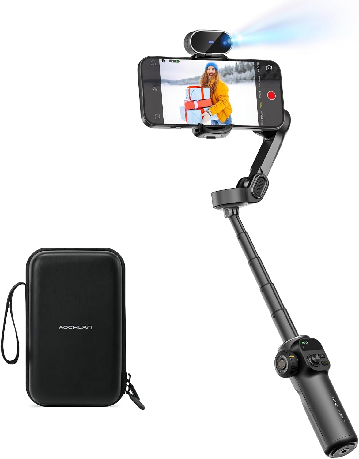 AOCHUAN 3-Axis Gimbal Stabilizer for Smartphone Smart X2 Black AI & B20 Storage Bag