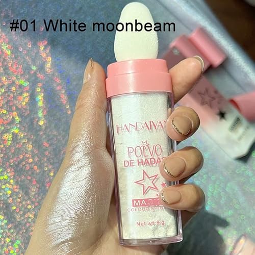 Highlight Powder Highlighter Blusher Sparkly Shimmery Sexy Contour Fairy High Gloss Powder For Face Body Makeup Beauty (01 White Moonbeam) #TOP3
