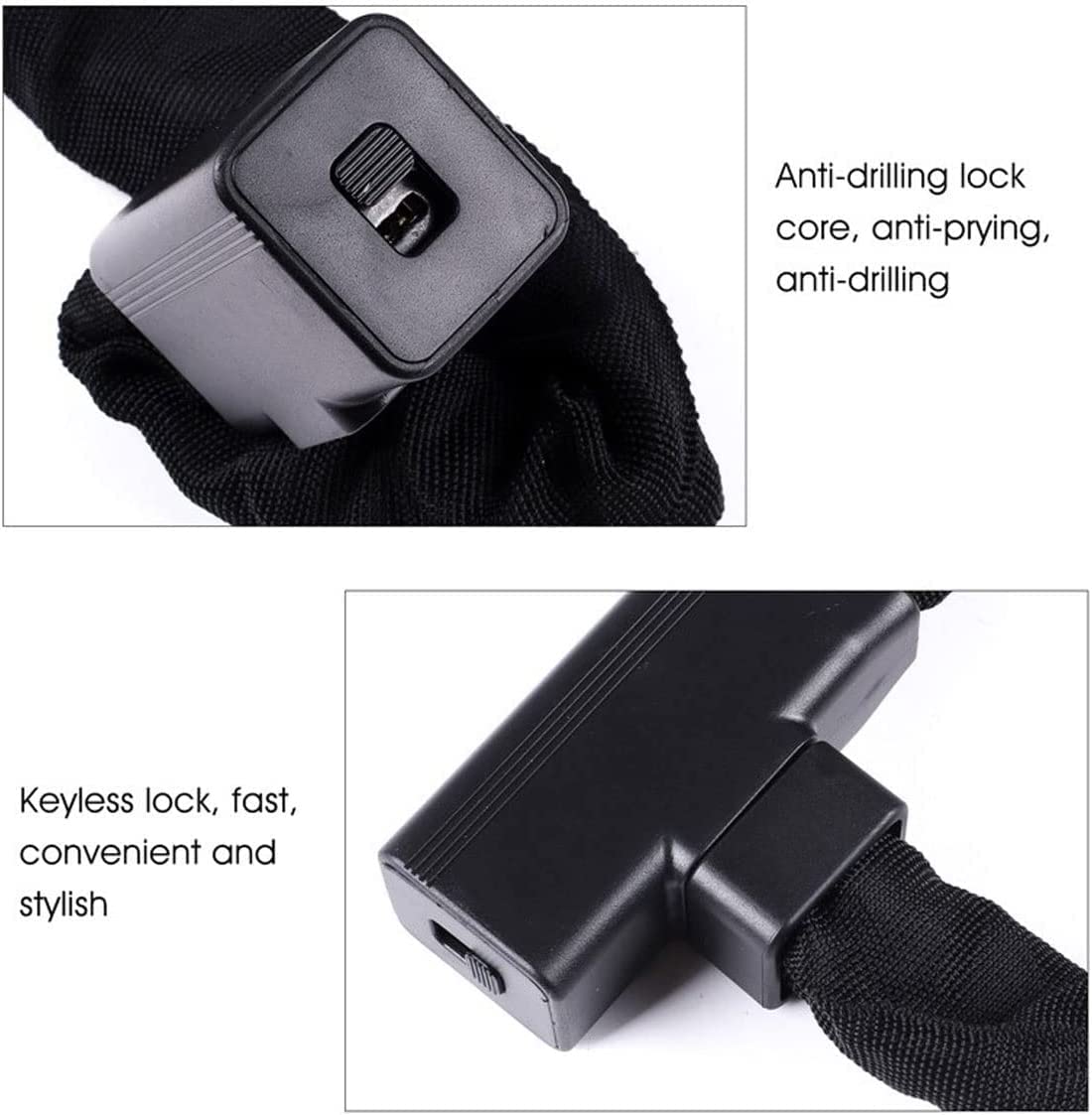 Lucchetto antifurto con Cavo, Lucchetto per Bicicletta in Lega di Acciaio MTB, Accessori per Bici da Moto, Lucchetto a Catena per Bici elettrica, lucchetti per Ciclismo (Nero 100 cm)