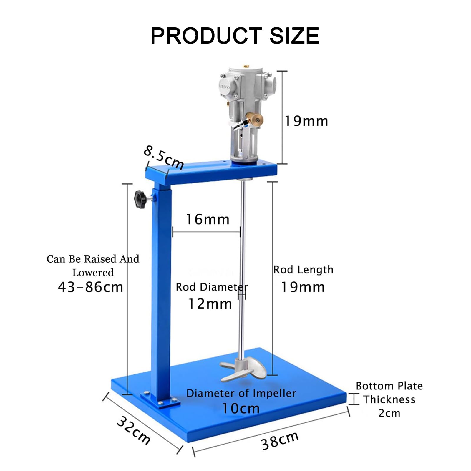 Agitador neumático de pintura, máquina de agitación automática, velocidad ajustable 50-2600 rpm, capacidad de 30 litros, mezcla múltiples materiales de pintura, altura de elevación 43-86 cm