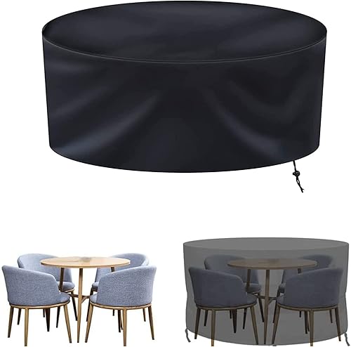 Juego de fundas para exteriores para muebles de patio, redondas, color negro, 65 x 28 pulgadas, 420D resistentes, impermeables, resistentes a los