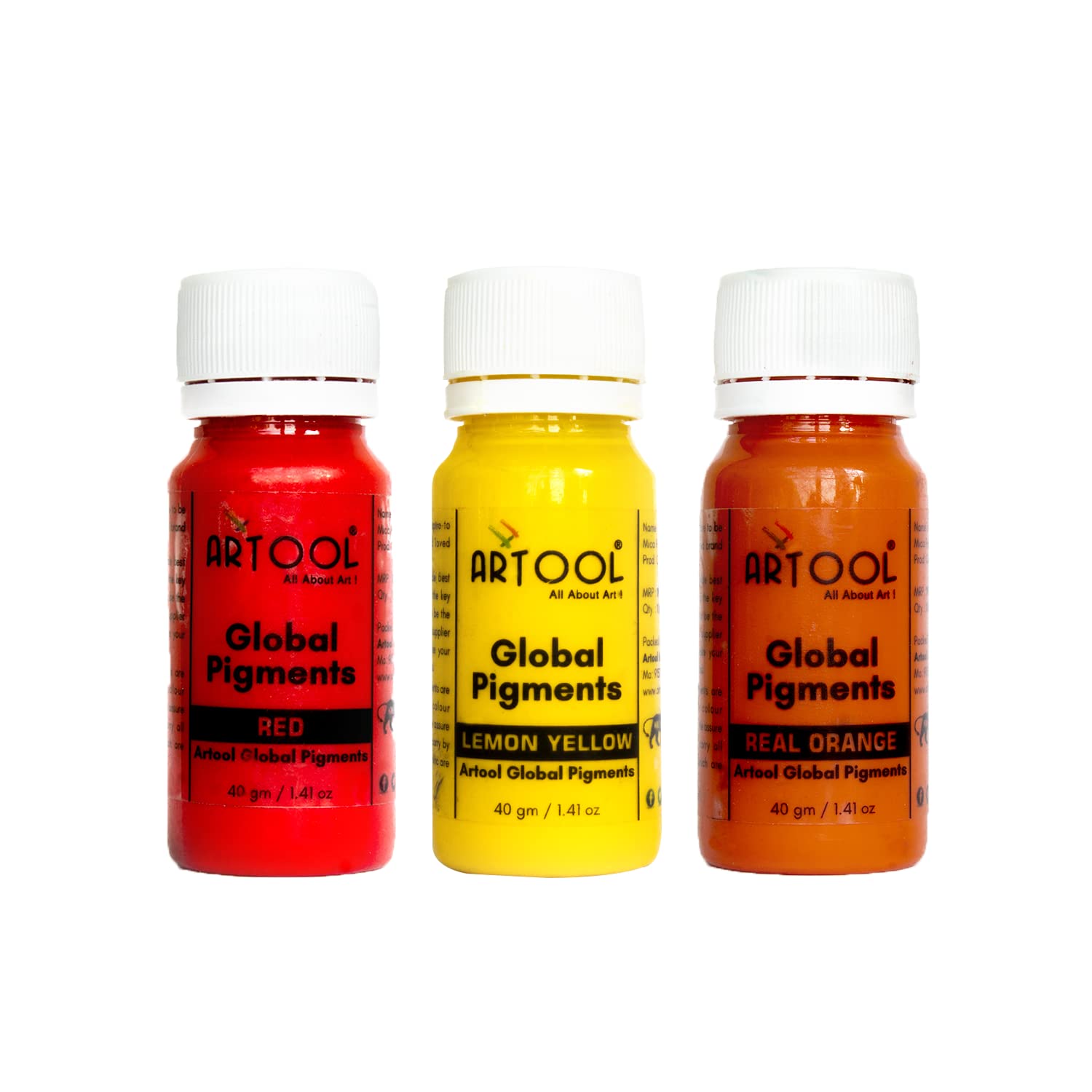 ARTOOL PGC4 Red, Lemon Yellow, Real Orange Resin Pigment Multipurpose Liquid Color for Resin Art, (Set of 3, 1.41 oz Each) Total 4.23 Oz