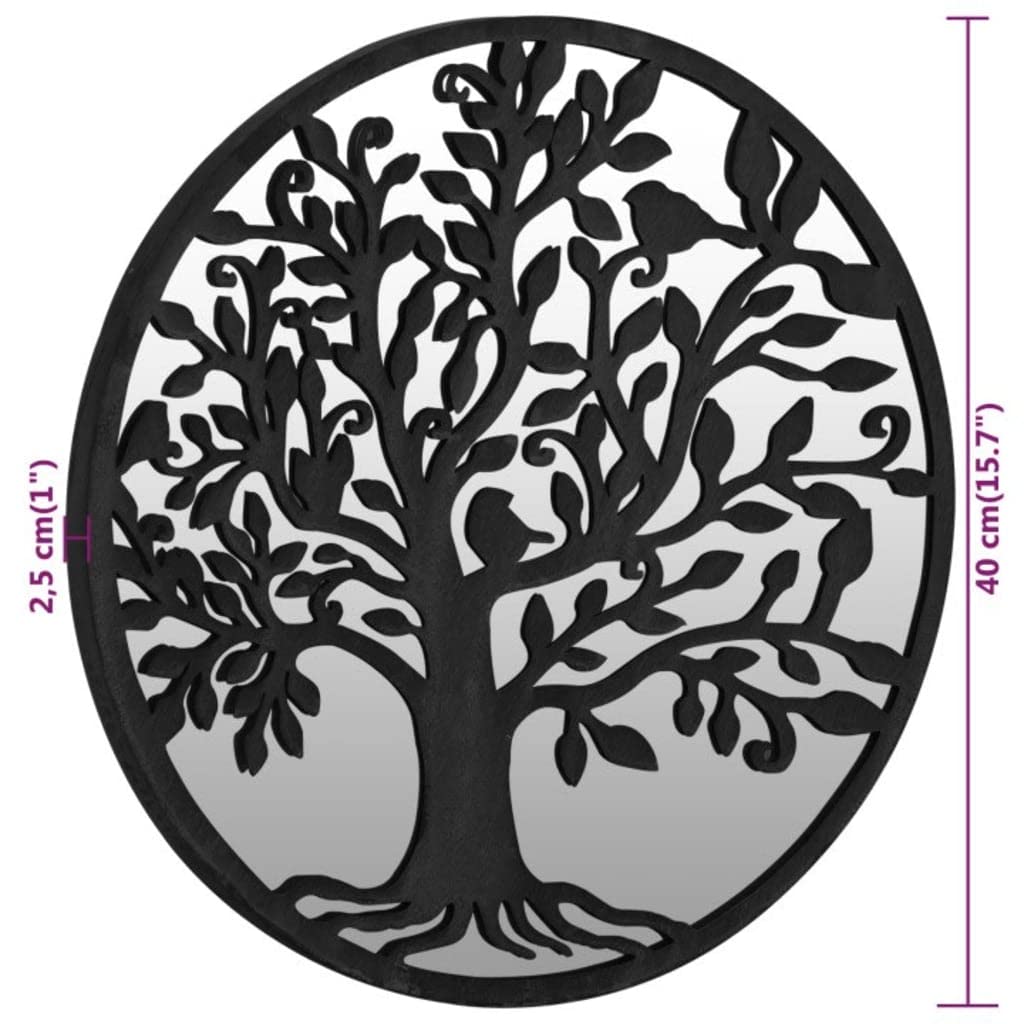 vidaXL Gartenspiegel Wandspiegel Hängespiegel Zierspiegel Dekospiegel Gartendeko Deko Spiegel für Außenbereich Schwarz 40x2,5cm Eisen Rund