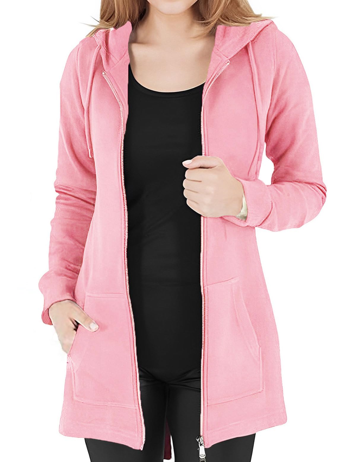 Tuopuda Donna Felpe con Cappuccio Giacca Elegante Scollo a V Top Manica Lunga Cardigan Felpe con Zip 2 Tasche Autunno Invernali Sweatshirt Cappotto Eleganti Pullover Hoodie Jumper