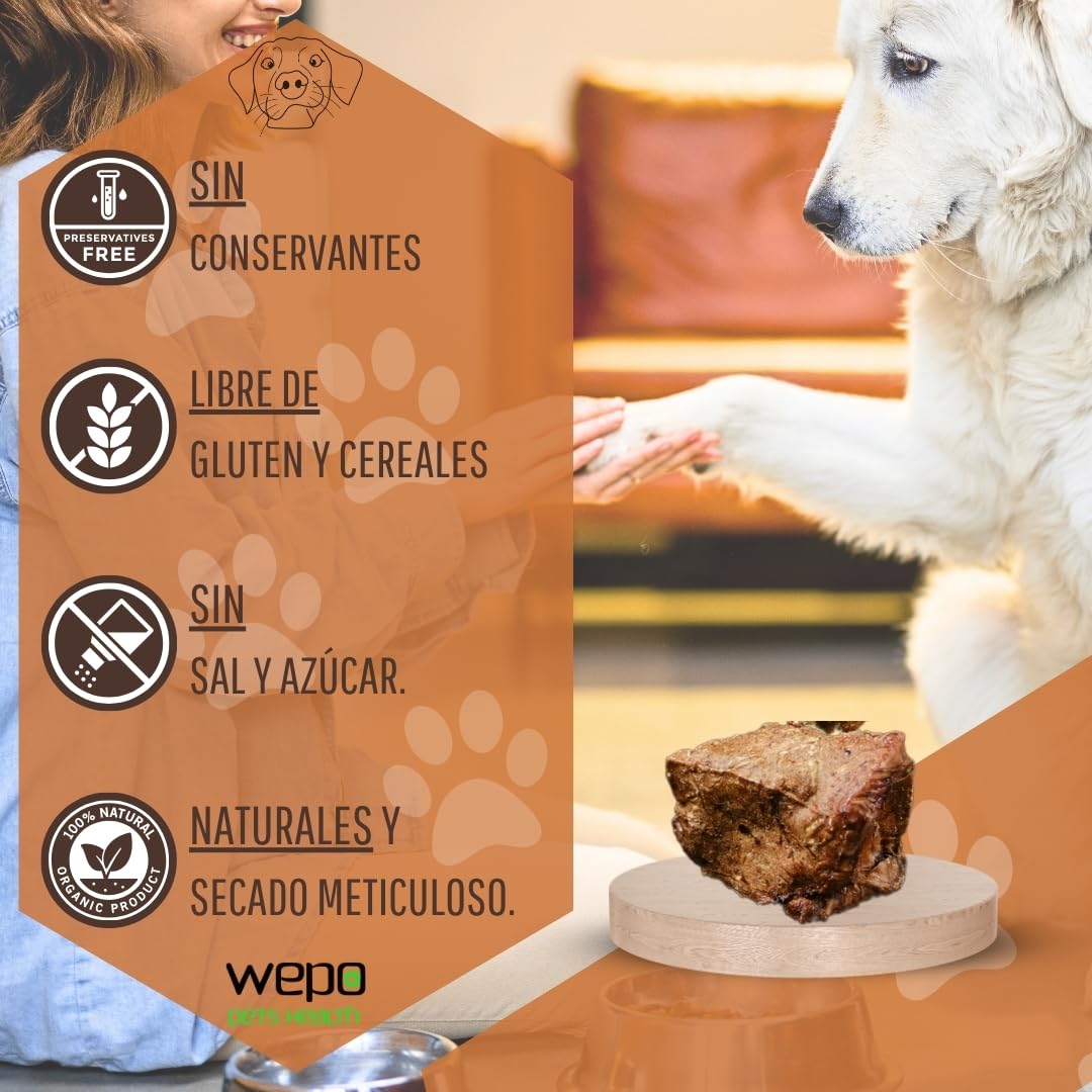 WEPO Golosinas para perros – 1 kg de pulmón de vacuno seco – aperitivos saludables – Dog Treats – Saludable y fabricado en el Reino Unido – Suministra proteínas, vitaminas y