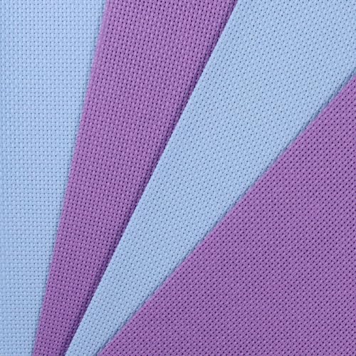 Image of KCS 4 /6 pc of 12 inch x 18 inch(30cmx45cm) 18CT Counted Cotton Aida Cloth Cross Stitch Fabric (4 pc,Lavender+Light Blue)