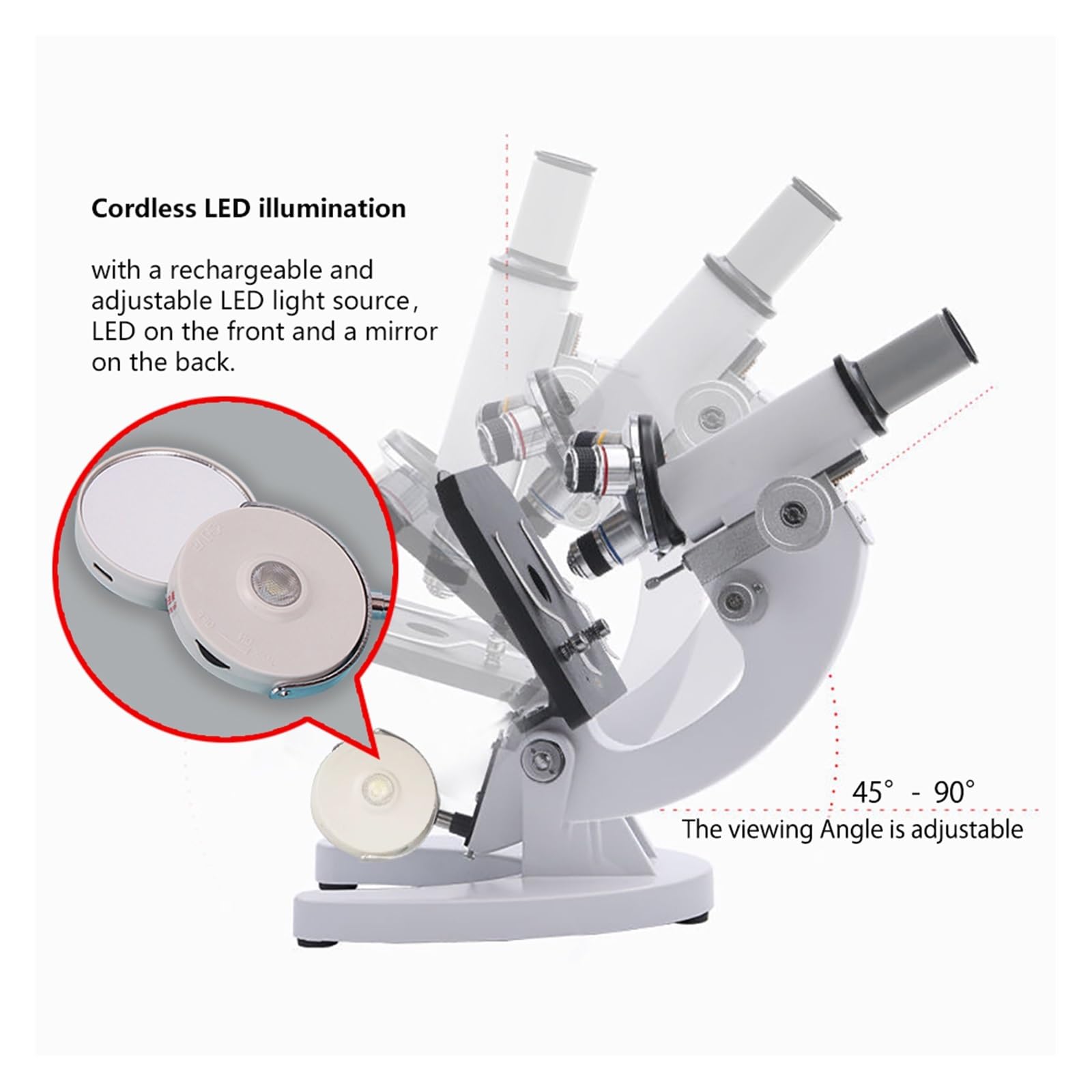 Microscopio Biológico Óptico Totalmente Metálico 40X-2400X For Laboratorio Escolar Educación En El Hogar Fotografía HD De Gran Aumento,Enfoque Fino(Option1-1600X)