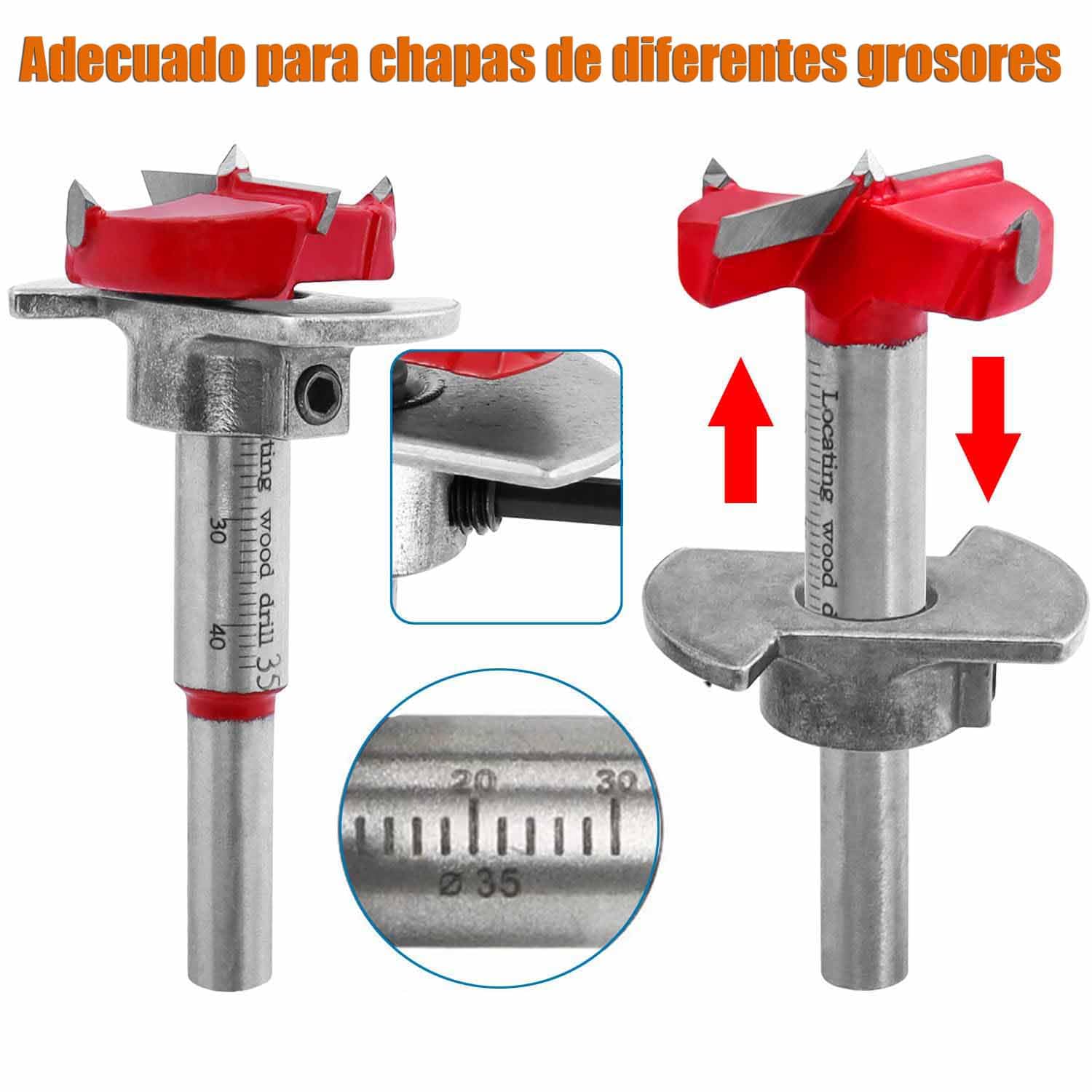 Treki Guía de Broca de Perforación de Bisagra 35mm Brocas de Plantilla de Bisagra Forstner para Bisagras de Gabinete Placas de Montaje Carpintería Bricolaje Muebles de Ventana