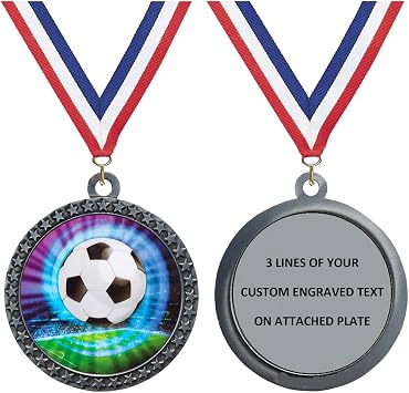 Express Medals 1 to 50 Packs Engraved Personalized Custom 2.5 Inch Gold Silver Bronze Soccer Medals Trophy Award with Neck Ribbon Medal Trophies LD212MY446
