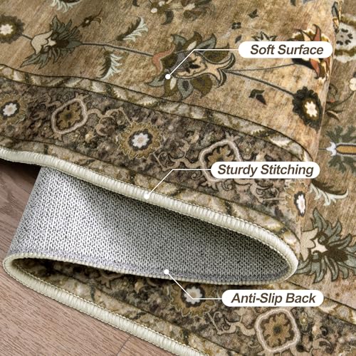 Image of Tangsoo Brown 3x10 Washable Runner Rugs for Hallway, Runner Rugs Non Slip