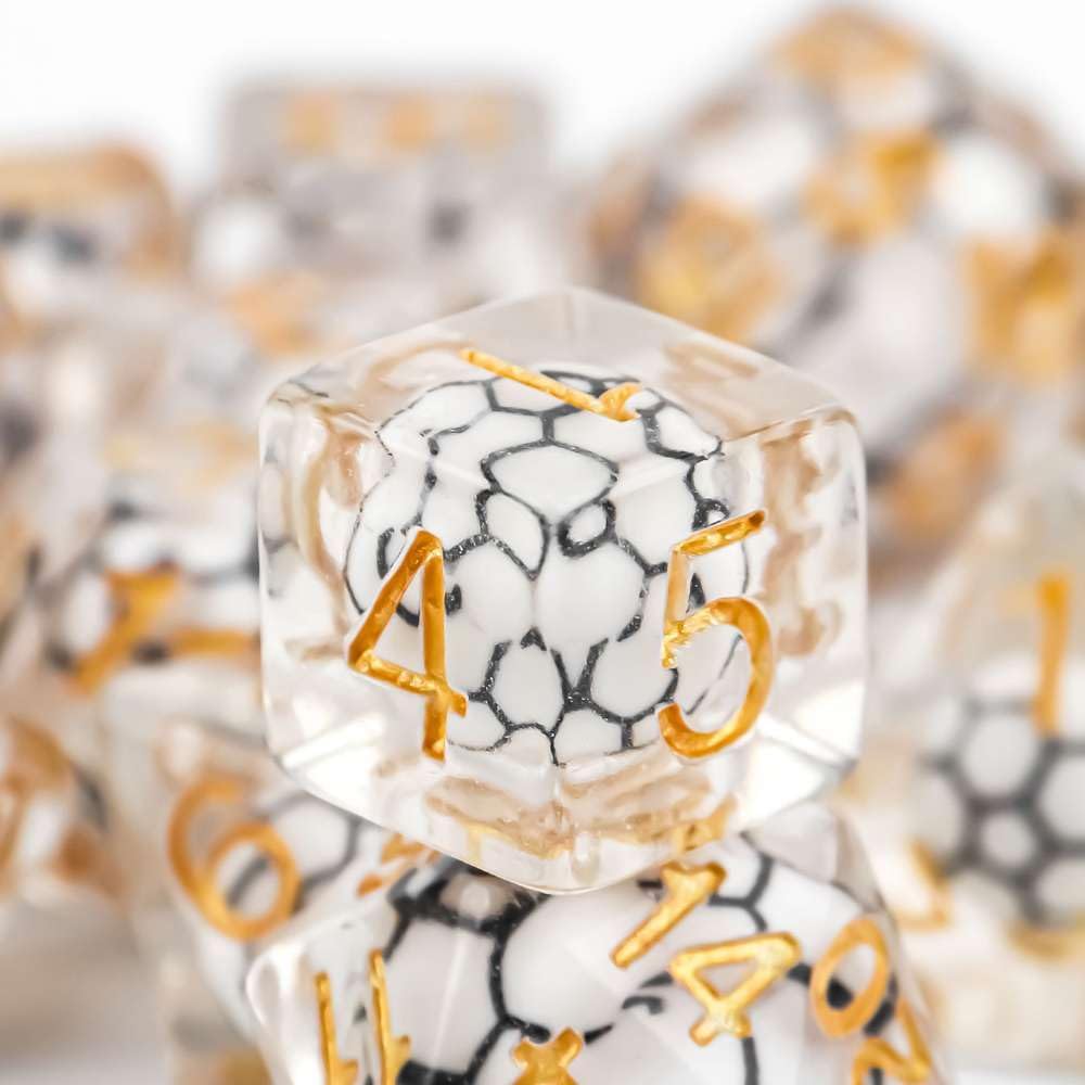 Resin D&D Dice Set, 7pcs Polyhedral Dice with Velvet BagforDungeons and Dragons MTG RPG Role Playing Games (Football)