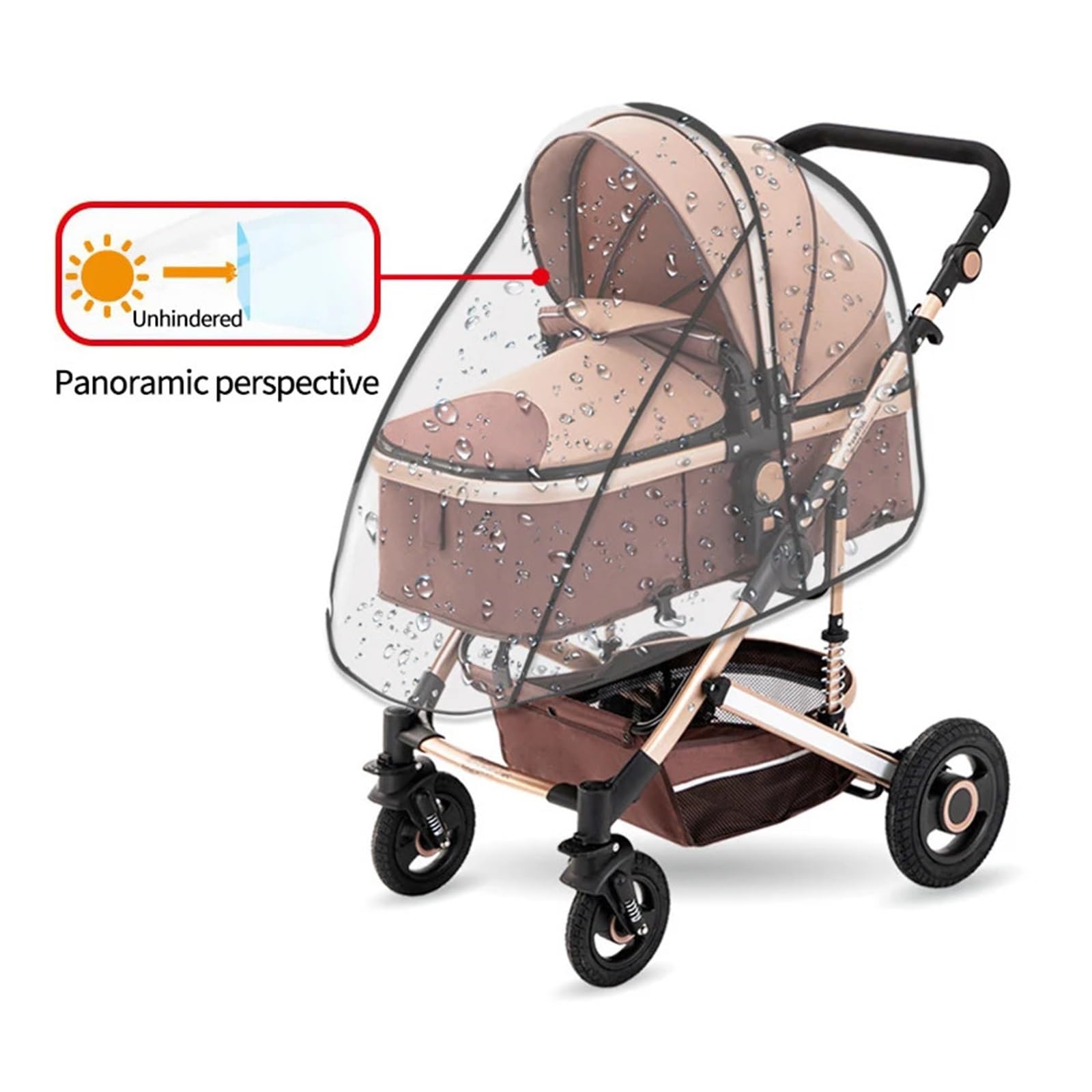 Kinderwagen Regenschutz Universal wasserdichte Kinderwagen Regenschutz Kinderwagen Zubehör Transparent Wind Staub Schild Reißverschluss Öffnen for Kinderwagen Regenmantel(Zipper Eva raincover)