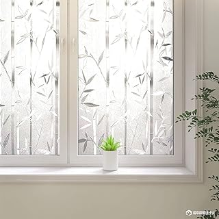 Frosted Window Glass Film, Bamboo Privacy Window Clings, Stained Decorative Window Decals, Static Clings No-Glue Removable Window Sticker for Home (23.6 x 157.4 inch)
