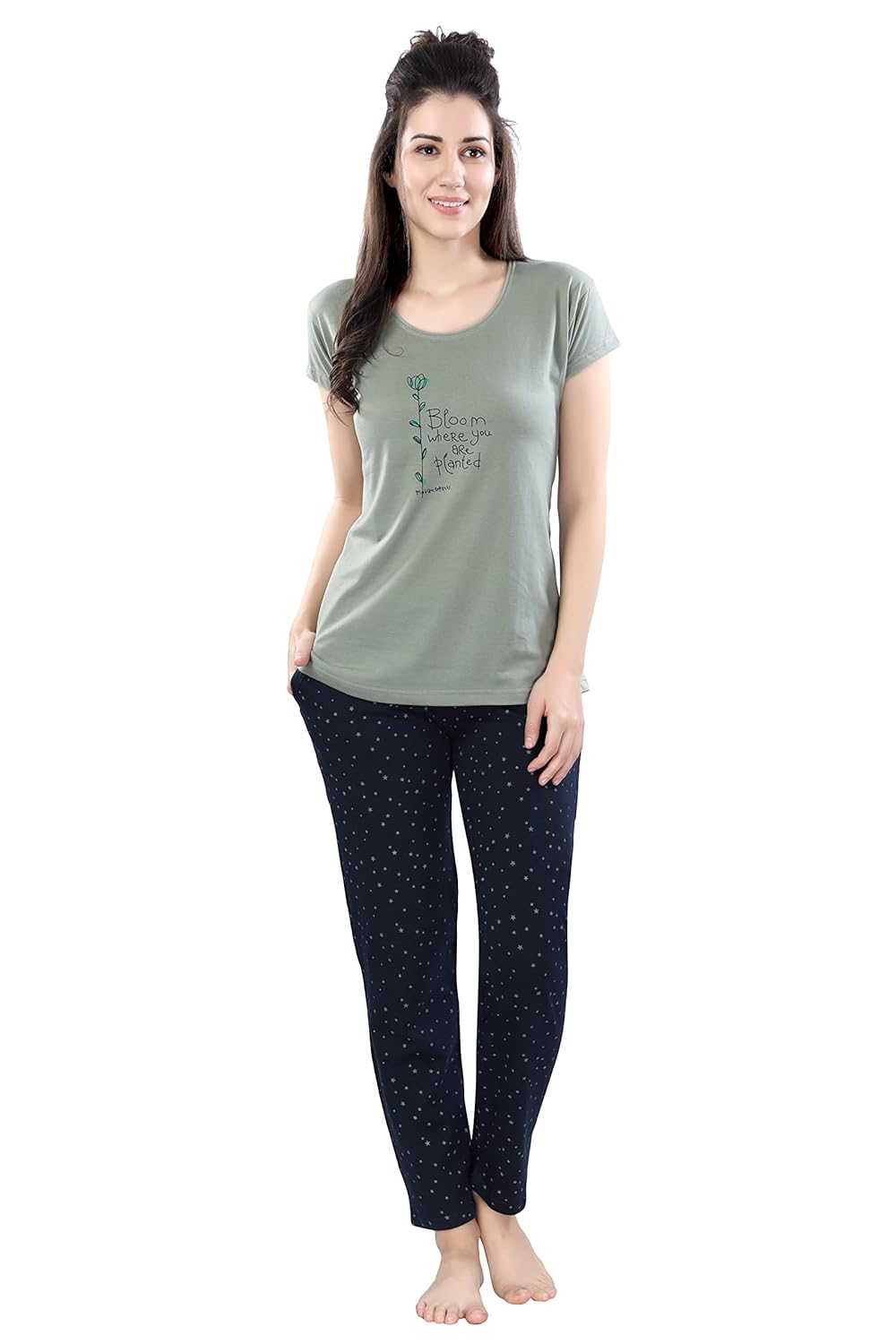 DZZO Cotton Night Suit for Women & Girls with Designed Top & Printed Pyjama Set Half Sleeves | Soft and Stretchy Lightweight Nightwear for Summer DZZO Cotton Night Suit for Women & Girls with Designed Top & Printed Pyjama Set Half Sleeves | Soft and Stretchy Lightweight Nightwear for Summer