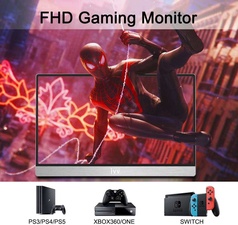 Amazon Com Portable Monitor For Laptop External Computer Monitor With Hdmi Usb C Ports For Pc Smartphones Video Gaming Xbox One Switch Ps3 4 5 Second Screen Compatible With Iphone 6 7 8 X