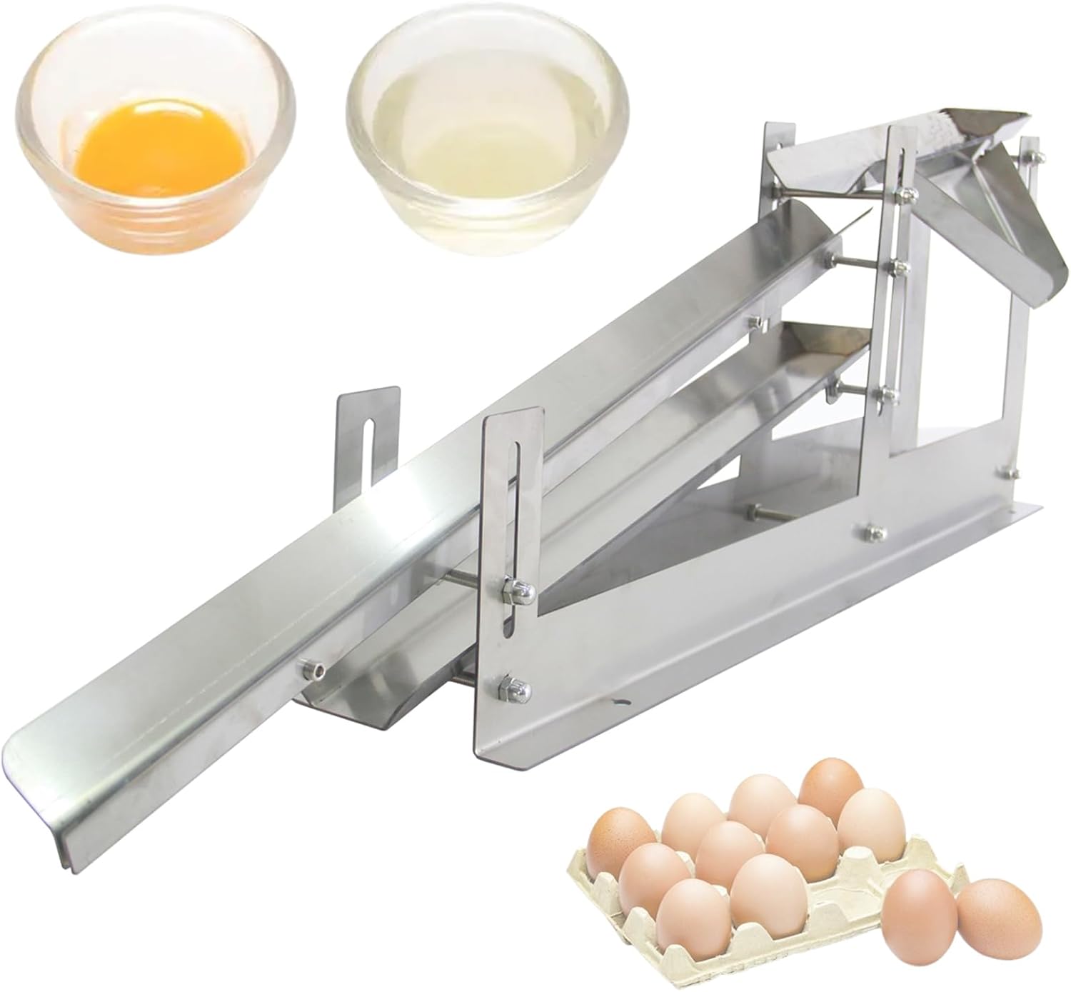 Chicken Yolk Protein Separator, 500-800 Eggs/h, Commercial Stainless Steel Separation Machine, Adjustable Inclination and Separation Gap, for Separate Egg Whites and Yolks