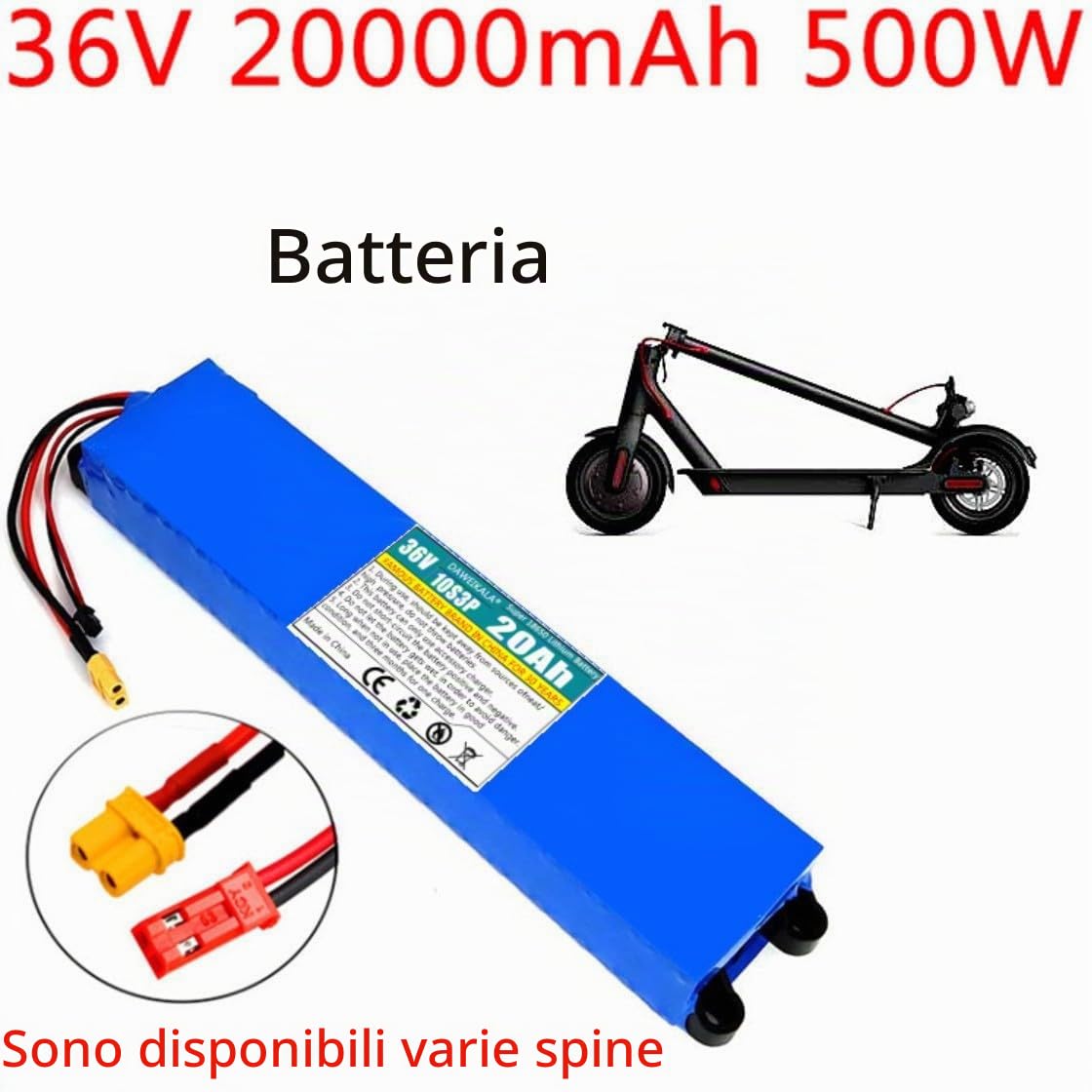 36V 20Ah Batteria Agli Ioni Di Litio Per Bicicletta Elettrica 10S3P Batteria Al Litio Per Monopattino Pieghevole Per 100W-500W Scooter Elettrico XT60+SM