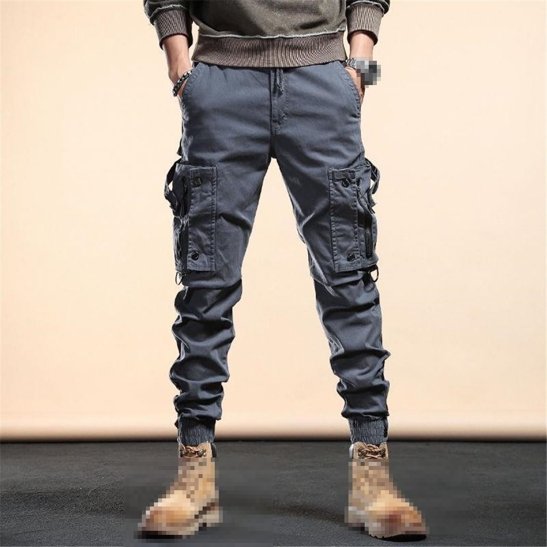 Vogrtcc Pantaloni da Uomo Pantaloni Cargo Pantaloni con Tasche con Cerniera Slim