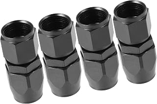 4pcs AN10 Straight Swivel Hose End Fitting Adapter for Braided Fuel Hose Black Auto Replacement Parts