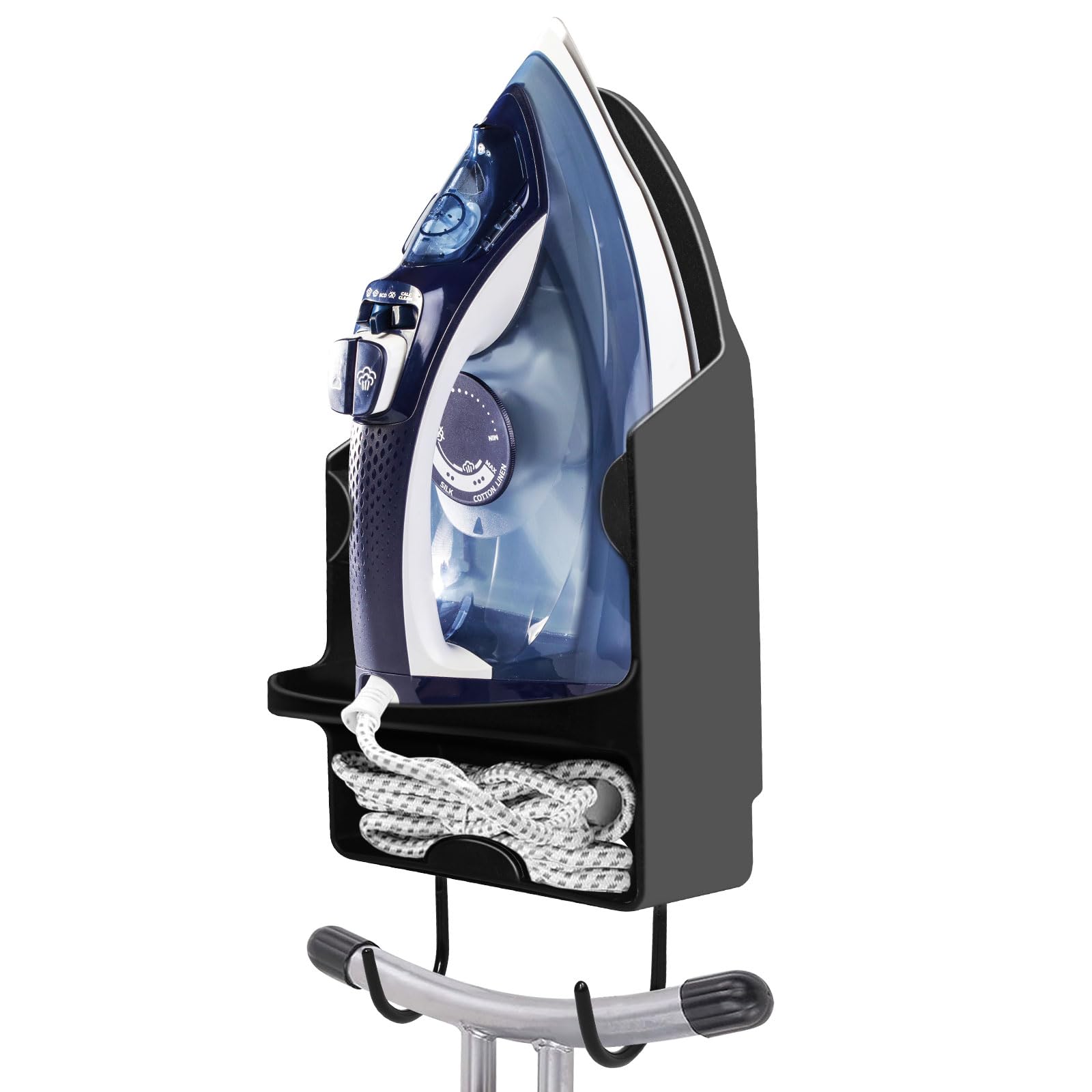 Newthinking Electric Iron Holder with Hook, Wall Mounted Iron Stand and Ironing Board Holder for Laundry Room, Laundry Cupboard, Utility Room