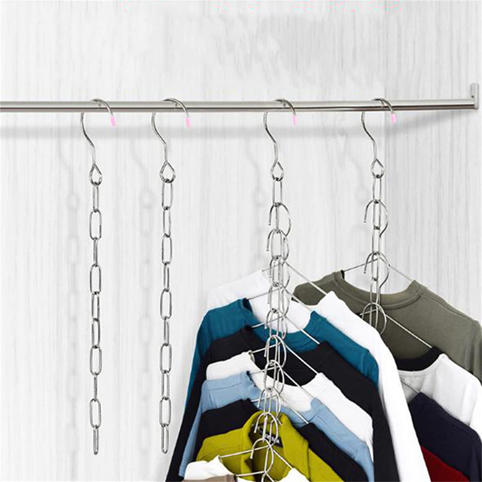 MYXP 4mm Closet Organizer Clothes Hangers Space Saving for Dorm Room Closet Organizers and Storage Metal Hanger Organizers Bulk Magic Hanger Chains for College Essentials Girls Bedroom Organization