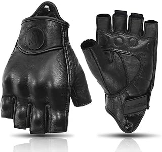 Men’s Sheepskin Leather Gloves, Touchscreen, Anti Slip, Wear Resistant, Full Palm Grip for Cycling, Motorcycle, Outdoor
