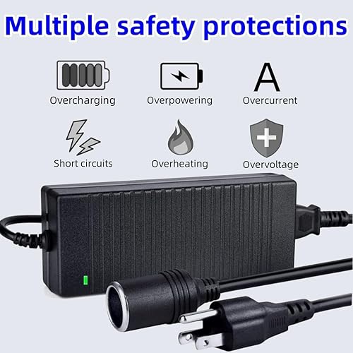 Miniatura 4 de VoolexGo Convertidor de CA a CC de 180 W, 110 V-240 V a 12 V15 A, adaptador de enchufe de encendedor de cigarrillos, fuente de alimentación para