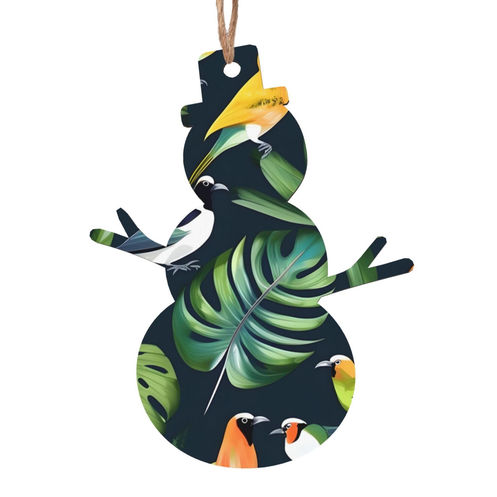 Tropical Birds Plant Leaf Print Wooden Christmas Decorations,Christmas Tree Ornaments Christmas Wooden Gift Tags