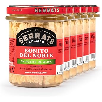 CONSERVAS SERRATS - Wei er Thunfisch aus dem Kantabrischen Meer in Oliven l - 6 Gl ser x 190g Gesamt 1140g - Handwerkliche Herstellung seit 1890 - Glutenfrei - Reich an Omega 3   Premium