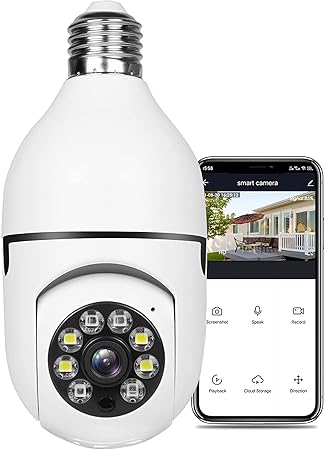 Royalteck 1080p Full HD Bulb Shape 2MP Full HD Pan/Tilt Wireless WiFi IP CCTV Security Camera Security Camera with TF Storage & Cloud Storage (One Year Warranty)