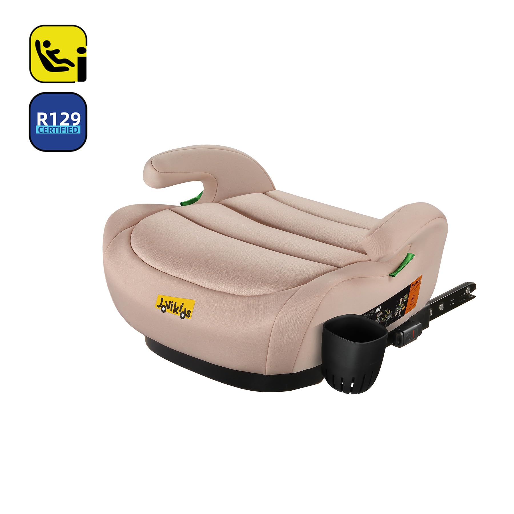 Jovikids Alzabimbo Auto ISOFIX,Rialzo per Bambini 125-150 cm ECE R129, Seggiolino Auto Gruppo 2-3 (15-36 kg) da 6 a 12 Anni, Leggero e Facile da Pulire (Rosa migliorato, portabicchieri)