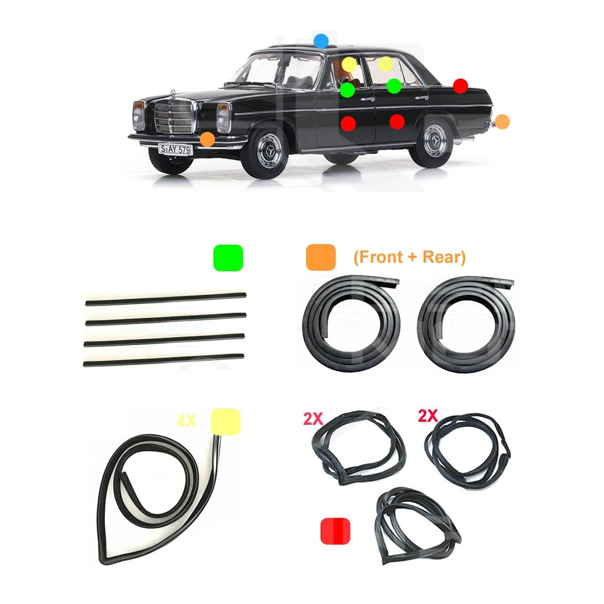 Restauro - Kit di tenuta per guarnizione per W114 / W115 (1968-1976) (15 pezzi)